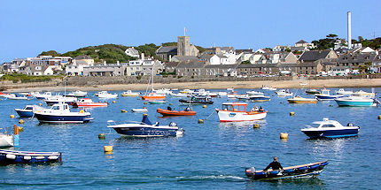 Boats moored in St Mary's habour